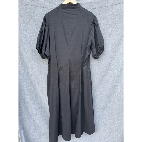 Buxom Couture 3X Black Dress Ruffle Detail Puff Sleeve Midi Party Cocktail - Picture 7 of 9